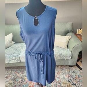 Blue Sleeveless Knit Dress with Keyhole Detail Size XL Good Condition!